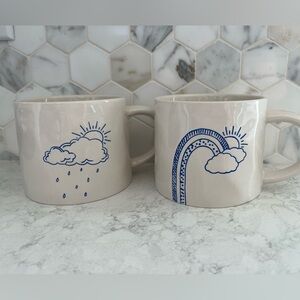 Raincloud and Rainbow Mug Set with Secret Image on Bottom - Set of 2